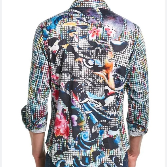 Robert Graham Blue and Black Casual Button Down Shirt